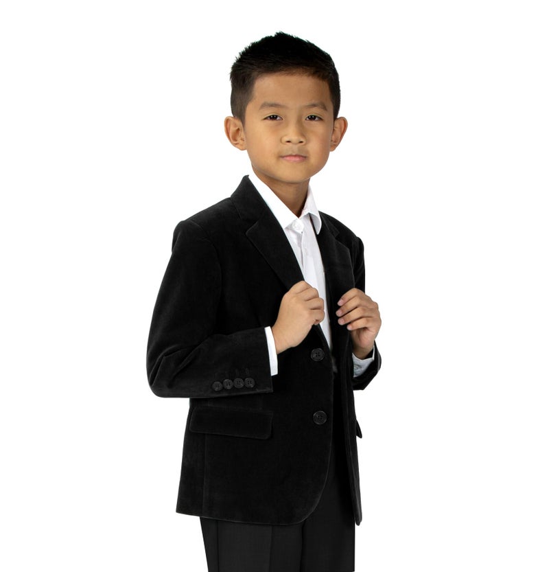 Spring Notion Big Boys' Black Velvet Blazer 14 - Image 3